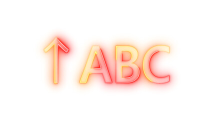 Neon icon up shift key symbol brown red color transparent background