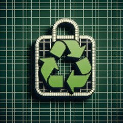 Símbolo del reciclaje, sobre una estructura de alambres.