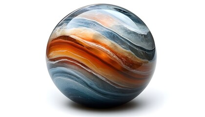 a marble with blue and orange swirls

