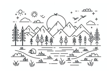 A simple illustration of mountains and trees, suitable for editorial use