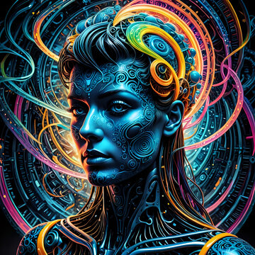 Abstraktion Neon-Gedanken 1х1. Hintergrund f&uuml;r das Design 1.