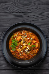healthy zucchini stew in tomato sauce, top view