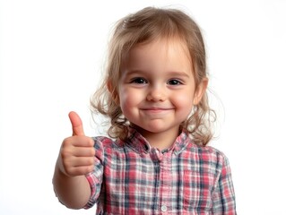 little child showing thumbs up
