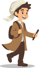 Muslim Student Going To Class Flat Vector