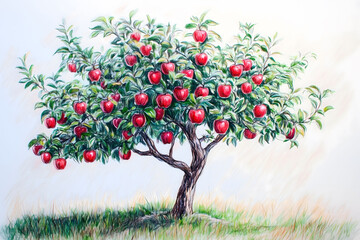 A drawing of a nice looking apple tree