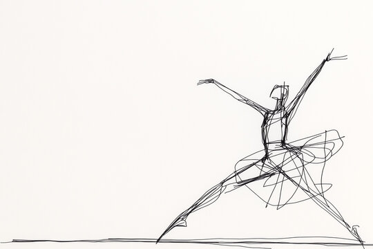 Abstract line drawing of a dancer in motion, expressing grace and movement