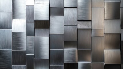 A metallic silver tile featuring a reflective surface with a brushed texture, adding a contemporary flair to any space. This tile enhances light play and sophistication in modern interiors