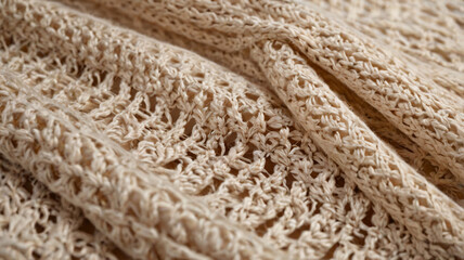 A piece of cloth with a pattern of small holes in it is cream colored