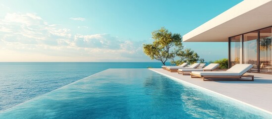 Modern villa with infinity pool overlooking the ocean.
