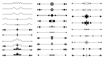 Ornamental Page border divider black line set for calligraphic aesthetic certificate design element 