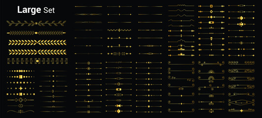Ornamental Page border divider golden set for calligraphic aesthetic certificate design element