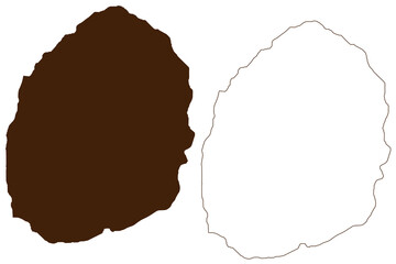 Karkar island (Papua New Guinea, Pacific Ocean, Bismarck Archipelago) map vector illustration, scribble sketch Karkar map