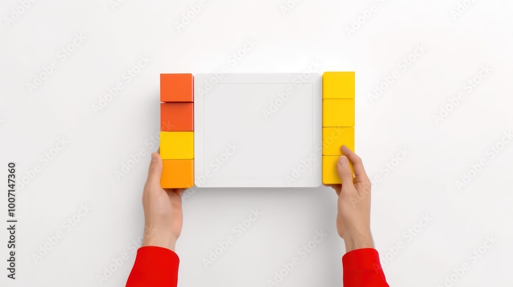 Poster Colorful Blocks Framing a White Screen