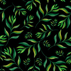 abstract flowers. Seamless pattern of abstract watercolor flowers on a dark background. For your design