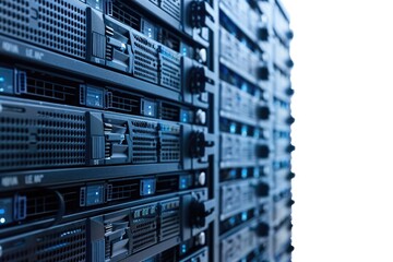 A row of servers in a modern data center server room