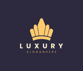 Minimalist Crown Logo for Luxury, Royalty, and Elegance. Gold crown vector logo design