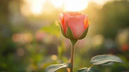 bright pink rosebud opening its petals