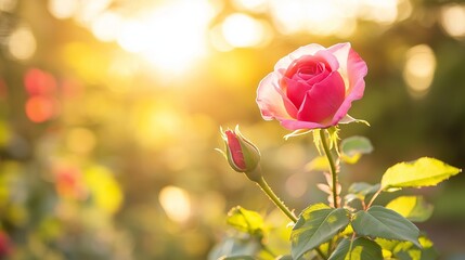 Obraz premium bright pink rosebud opening its petals