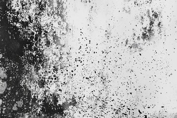 Fototapeta premium A black and white photo of a worn-out brick wall with cracks and dirt