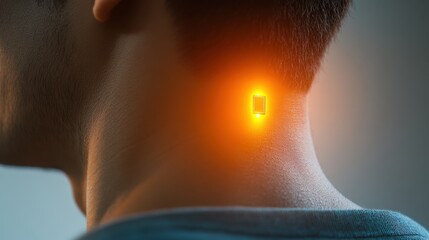 Obraz premium Cybernetic chip implanted as a skin implant