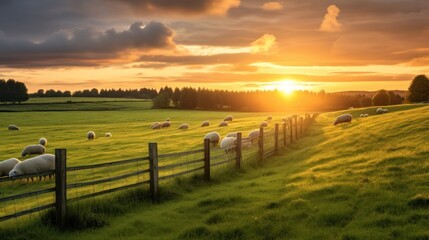 Obraz premium Golden Hour on the Farm