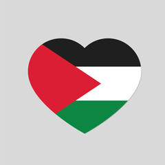 Palestinian flag in a shape of heart as a glossy button. National pride symbol. User interface design..