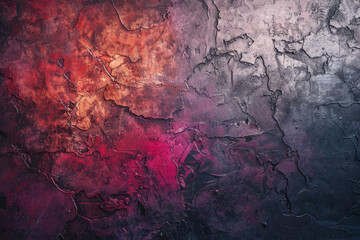 A wall with a red and purple background