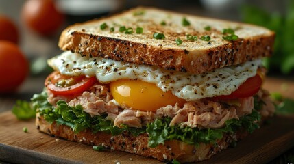 Delicious Tuna and Egg Sandwich on Whole Grain Bread