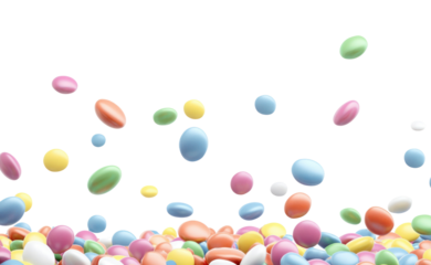 PNG Colorful candies falling in abundance