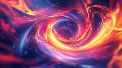 Abstract glowing shapes dynamic vortex dark void vibrant energy modern art influence high-definition. AI generated