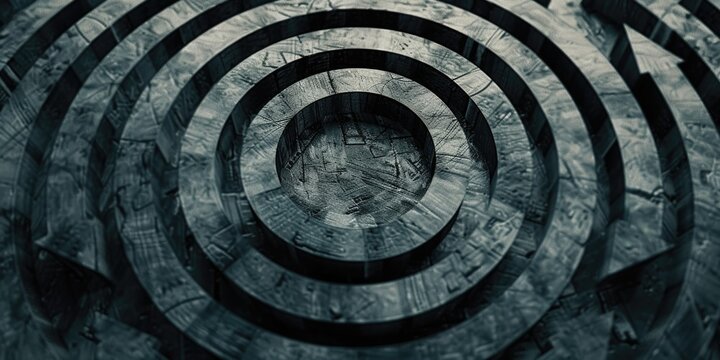 A photograph of a mysterious circular structure in black and white