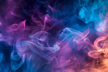 Fototapeta premium The image is of colorful smoke, with purple, blue, and orange hues