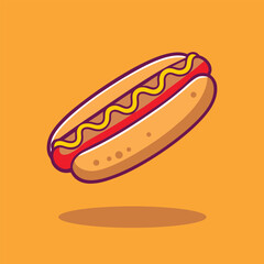 Hotdog Cartoon Vector Icon Illustration.