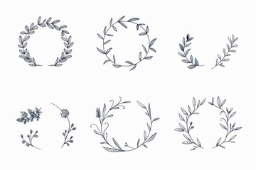 Obraz premium Four unique hand drawn wreaths with different designs and patterns