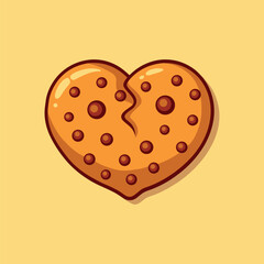 Love Chocolate Cookies Cartoon Icon Illustration.