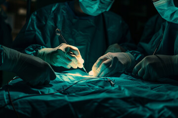 A surgeon is performing a procedure on a patient