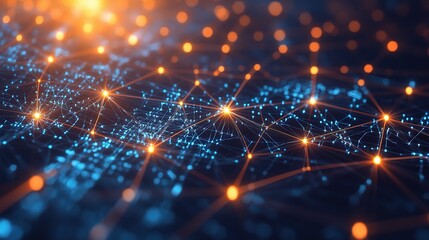 Obraz premium Abstract Network with Bright Lights and Patterns