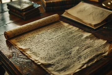 Obraz premium A long scroll of paper with the words 