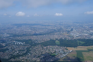 An aerial view of the south suburbs of Paris. France - September 1, 2024. 