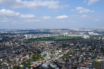 An aerial view of the south suburbs of Paris. France - September 1, 2024. 