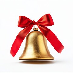 A beautiful golden bell adorned with a vibrant red ribbon. This image captures the festive spirit and warmth, perfect for holiday decorations. Ideal for marketing and seasonal celebrations. AI