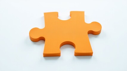Fototapeta premium Picture of an orange puzzle piece that fits into a white puzzle. Teamwork, solutions, and problem-solving concepts are emphasized