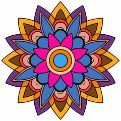 Abstract decorative colorful mandala on white background