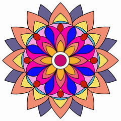 Abstract decorative colorful mandala on white background