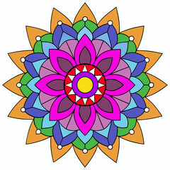 Abstract decorative colorful mandala on white background