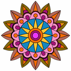 Abstract decorative colorful mandala on white background