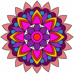 Abstract decorative colorful mandala on white background