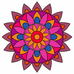 Abstract decorative colorful mandala on white background