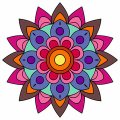 Abstract decorative colorful mandala on white background