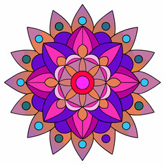 Abstract decorative colorful mandala on white background